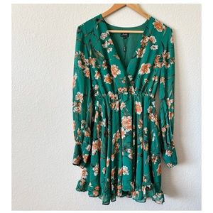 Bardot Becky Mini Wrap Dress in Orange Floral Small